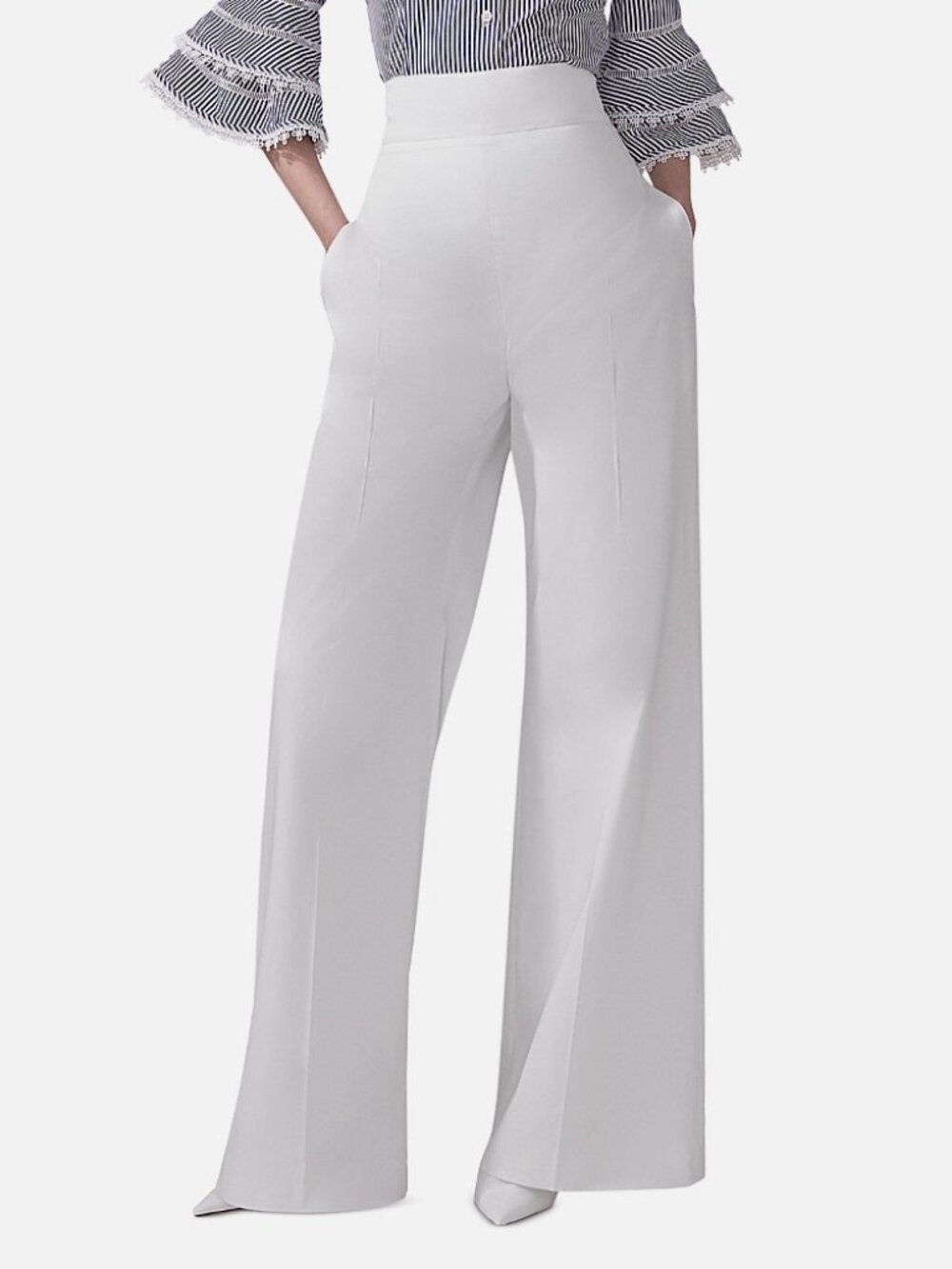 Carolina Herrera Women's White Tailored Wide Leg Dress Pants Size 6